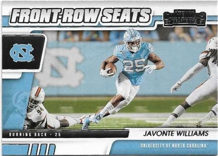 2021 CONTENDERS DRAFT PICKS JAVONTE WILLIAMS FRONT ROW SEATS CARD