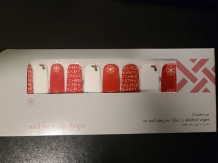 NEW JAMBERRY WHITE & RED - TIS THE TINSEL - Nail Lacquer Wrap Sheet Sticker Strips