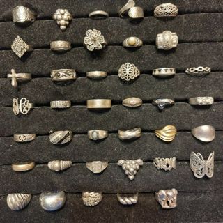 39 vintage sterling silver rings