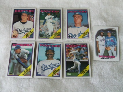 1988 Los Angeles Dodgers Team Topps Card Lot of 7