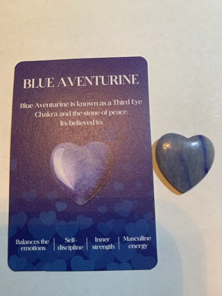 ♥♥HEALING STONE~BLUE AVENTURINE~COMES WITH INFO CARD~HEART-SHAPED~FREE SHIPPING♥♥