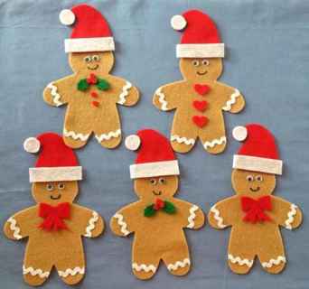 5 new n pack felt gingerbread men=2" =PEEL N STICK