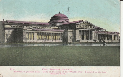 Vintage Used Postcard: 1908 Field Museum, Chicago, IL