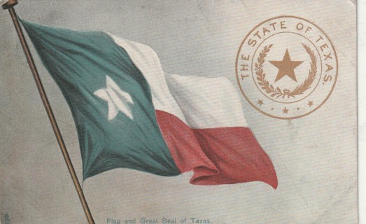 Vintage Used Postcard: Pre Linen; Flag & the Great Seal of Texas