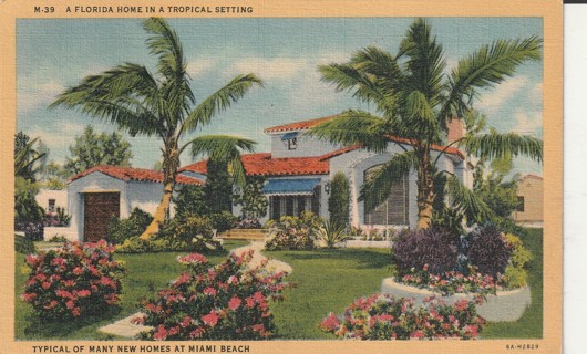 Vintage Used Postcard: (r): 1939 Miami Beach Home, FL