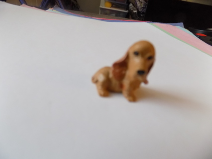 1 inch miniature resin brown dog with long ears sitting up