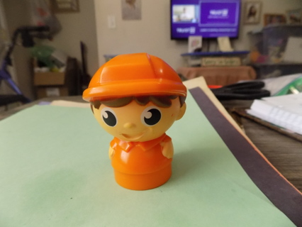 Mega Blocks 1st builder construction worker in orange outfit, hard hat