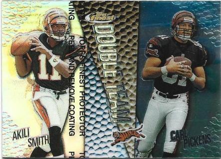 1999 TOPPS FINEST AKILI SMITH / CARL PICKENS DOUBLE TEAM INSERT LEFT SIDE RERFRACTOR CARD 