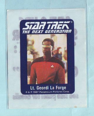 1987 Star Trek THE NEXT GENERATION General Mills Lt. Geordie LaForge Sticker