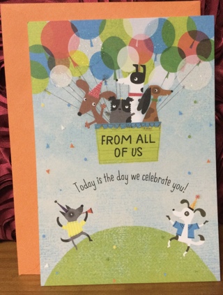 Dogs in Ballon Basket Birthday Card