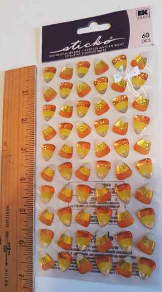 60 3D Candy Corn Stickers for Halloween