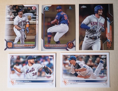 2020-2022 New York Mets 5 different Cards - Alonso McNeil DeGrom Megill RC