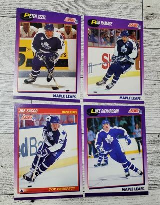 4 Maple Leafs '91 Score Cards NHL
