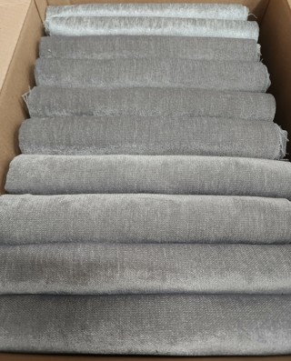 Lot of 10 Gray Fire Treated Polyester Velvet Fabric Yards