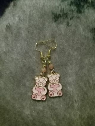 Teddy bear crystal beaded hook earrings new in pk The only pr I have!!!