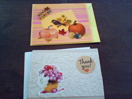 2 Small Handmade Cards w/ Envelopes