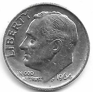 1964 Roosevelt Dime 90% Silver U.S. 10 Cent Coin