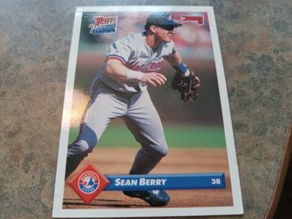 1993 DONRUSS RATED ROOKIE SEAN BERRY MONTREAL EXPOS BASEBALL CARD# 275