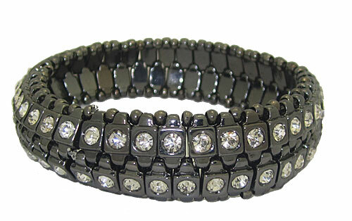 Free: Chico CZ Wide Bangle Bracelet black stretch 2 row quality fits all Chicos New