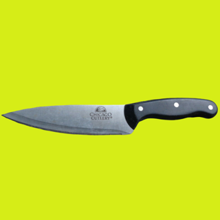 Chicago Cutlery Serrated Chef Knife 7" Blade Black Handle 12" Total Length