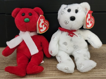 NEW - TY Jingle Beanie Baby Bears - "Lil Frosts" & "Flaky"