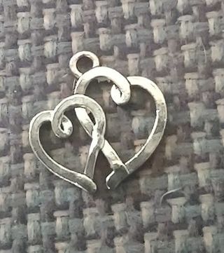 New silver tone double entwined heart charm