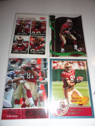 Lot of 4 Terrell Owens San Francisco 49ers Football Cards HOF HOFer with Diecut