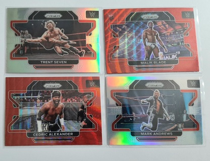 2022 WWE Prizm - 4 Card Silver and Red Wave Prizm Parallel Lot!