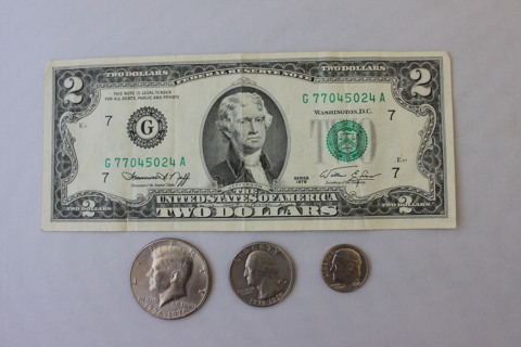 1976 $2 BILL KENNEDY 1/2 QUARTER AND DIME