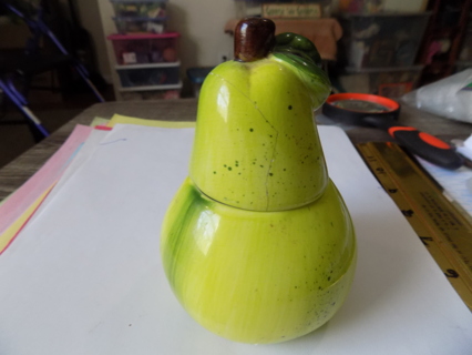 4 1/2 inch tall ceramic pear candle holder with never lit candle inside