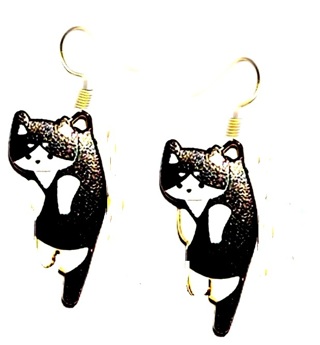 GP EANAMEL BLACK CAT EARRINGS #4 (PLEASE READ DESCRIPTION) 