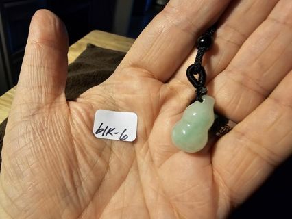 Jade pendant with adjustable rope necklace (black #6)