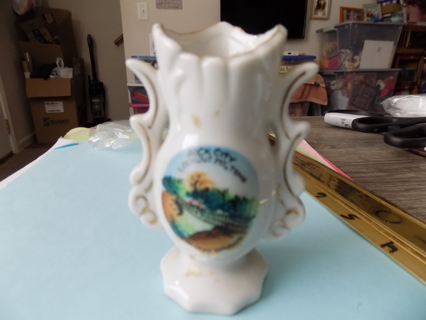 Vintage Made in Japan Porcelain double handled bud vase Souvenir Rock City Lookout Mt