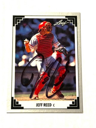 Jeff Reed Signed 1991 Leaf #102 Card Cincinnati Reds Auto