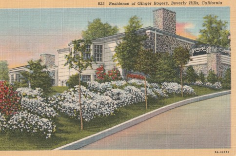 Vintage Unused Postcard: s: Home of Ginger Rogers, Hollywood, CA