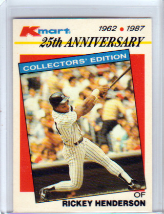 Rickey Henderson, 1987 Topps K-Mart 25th Anniversary Card #27, New York Yankees, HOFr, (L6)