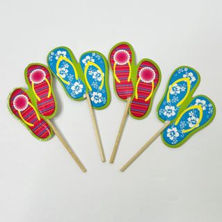 Pink & Blue Flip Flop Cupcake Picks 