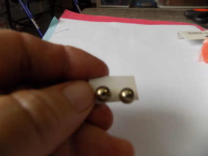 Earrings post large goldtone ball stud