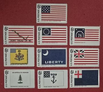 Ten .06 Mint Flag US Postage Stamps