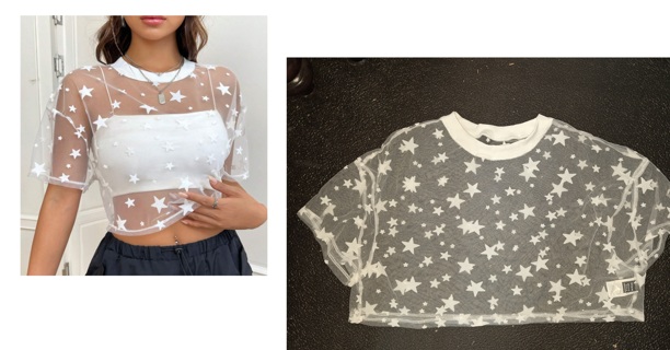 new white star blouse crop top size xl