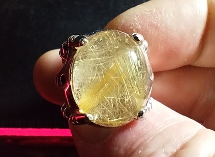 RING STERLING SILVER WITH BIG RUTILATED QUARTZ SIZE 7 THREE DAY SPECIAL THEN PRICE GOES UP SO BUY IT