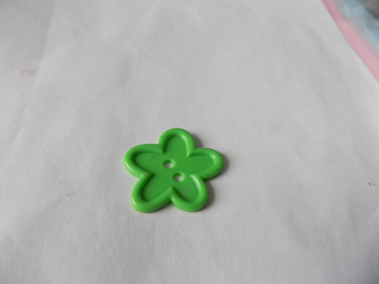 Large 1 1/2 inch green five round petal flower button