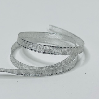 White Silver Sparkle 1/4” Wide Ribbon 