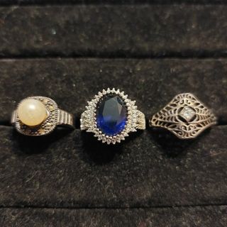 3 sterling silver rings sz 8/8.5/9.5