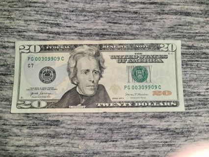 Series 2017 A $20 fancy serial number (Trinary note)