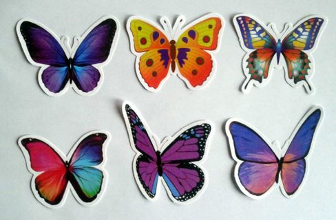 Six Fancy Butterfly Vinyl Stickers #1