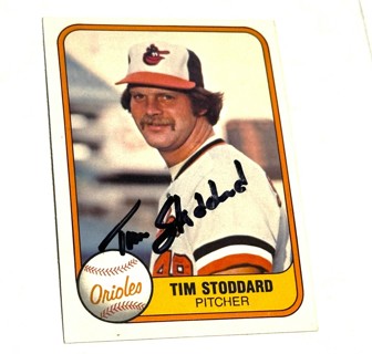 AUTOGRAPHED Vintage 1981 Fleer Baseball Card #176 Tim Stoddard Orioles