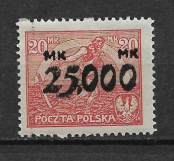 1923 Poland Sc198 25,000m surcharge on 20m MH