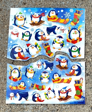 CHRISTMAS PENGUIN GLITTER STICKERS STYLE 3