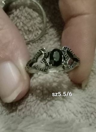Black Onyx silver ring sz 5.5 or 6 new